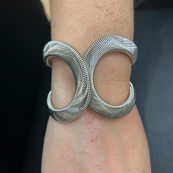Double Omega Textured Wire Cuff - Picture 5 of 5